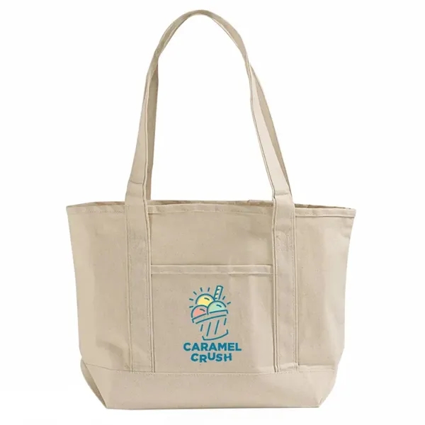 12oz cotton canvas tote with contrast trim, long handles, and interior... from ASI 67557 LimeLight Ent / Limelight USA