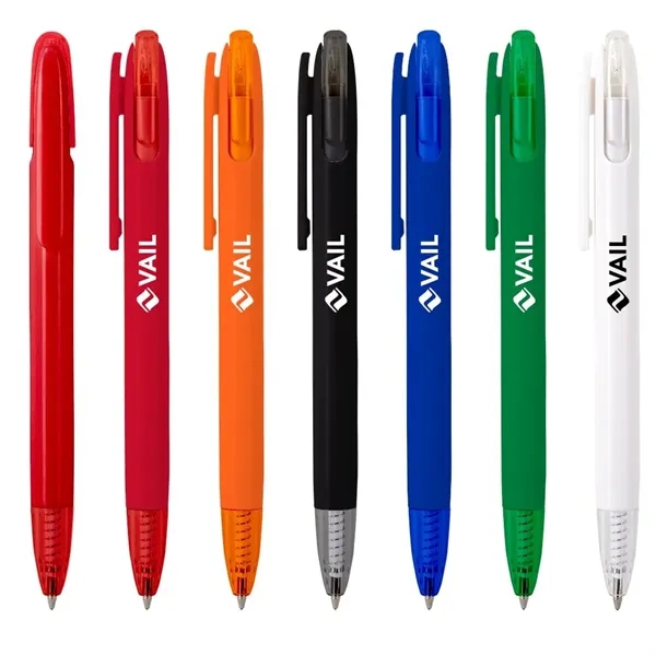 Recycled ballpoint pen with smooth black ink and plunger action mechanism.... from ASI 88060 Snugz/USA Inc