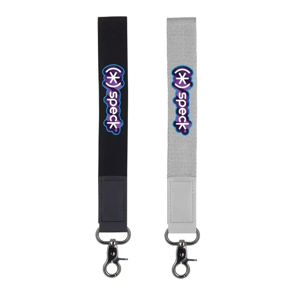 Wristband lanyard made with polyester webbing, sleek leatherette accent and hardware... from ASI 88060 Snugz/USA Inc