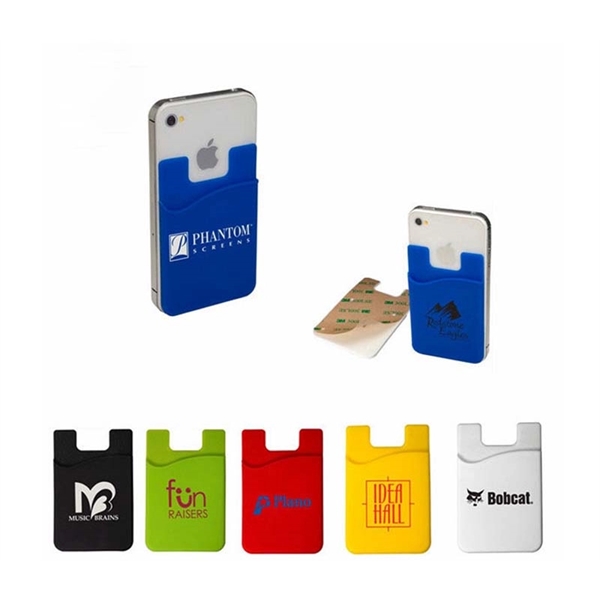 Silicone phone wallet that has adhesive to stick to the back... from ASI 37218 Athena Promo (tm)