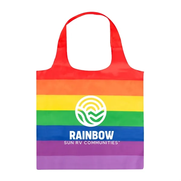 16"  x 14.5" rainbow striped tote bag with 18" handles.... from ASI 63549 Jornik Manufacturing Corp