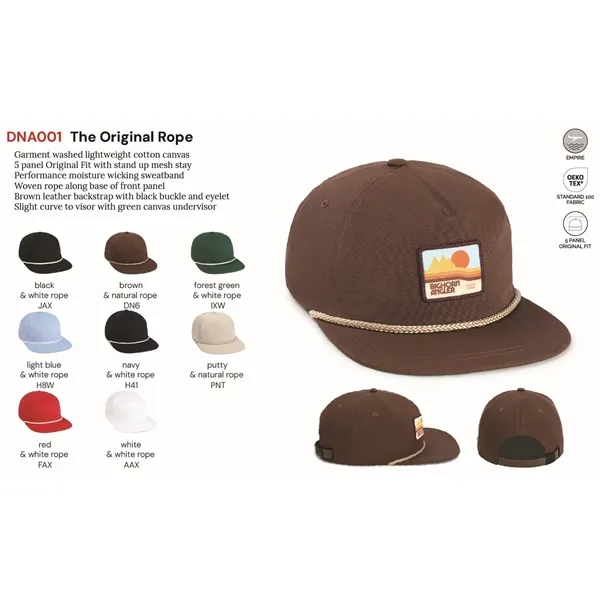 Imperial DNA001 5-Panel Original Rope Cap with leatherette patch or embroidery... from ASI 74601 Calico