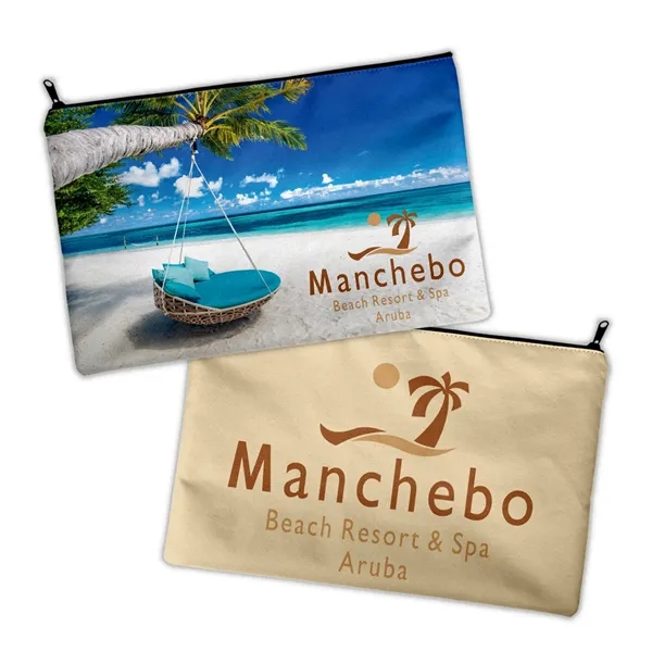 Travel zipper pouch made from 600D polyester available in three sizes.... from ASI 93987 Martini-Vispak Inc.