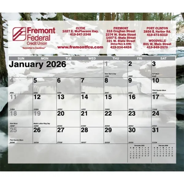 12 month tent desk calendar featuring photos of beautiful, relaxing waterways.... from ASI 50873 Drum-Line / Drum-line Inc