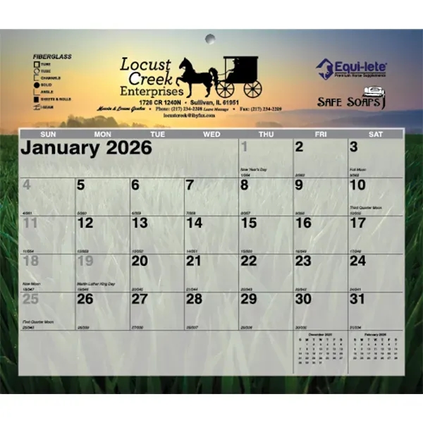 12 month tear-off sheets calendar featuring photos of agriculture scenes... from ASI 50873 Drum-Line / Drum-line Inc