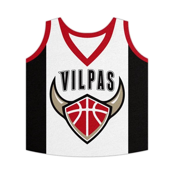 Basketball jersey shaped single coaster made from 1.5mm poly rubber fabric.... from ASI 93987 Martini-Vispak Inc.