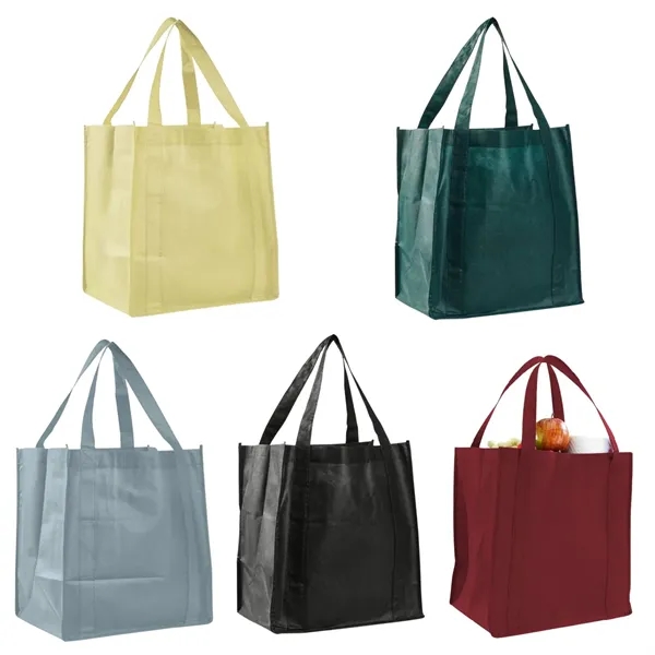 Polypropylene gusset grocery tote bag plus 1 color silkscreen imprint on... from ASI 37218 Athena Promo (tm)