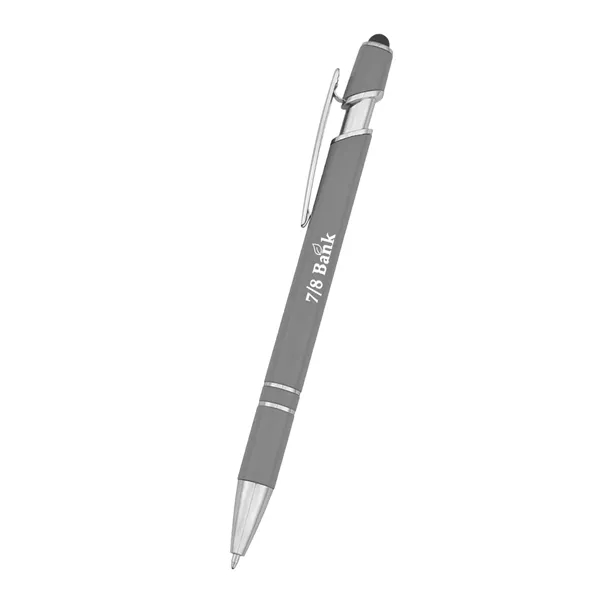 Roslin pen measuring 5 1/2" with a plunger-action mechanism and stylus... from ASI 61125 Hit Promotional Products / Hit®