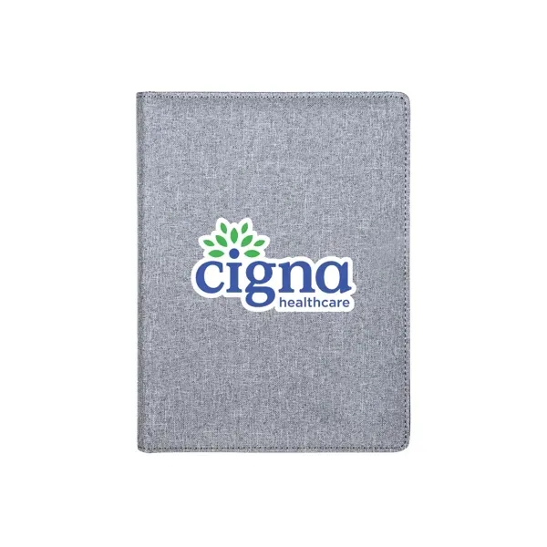 Junior-sized portfolio with a gray heathered linen cover, 60-sheet lined pad,... from ASI 88060 Snugz/USA Inc / Sweda®