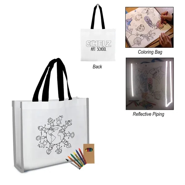 Coloring tote bag made of non-woven, coated water-resistant polypropylene with a... from ASI 61125 Hit Promotional Products / Hit®