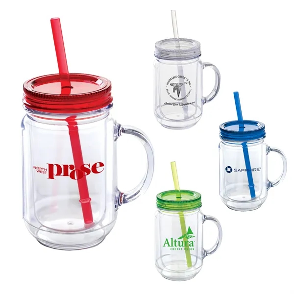 Genie 20oz Double Wall Mason Jar Style BPA Free Acrylic Mug.... from ASI 46755 Cosmo Promos