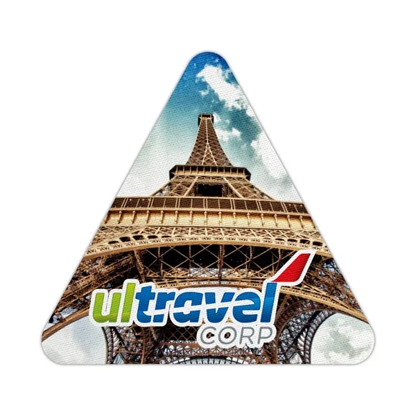 Triangle shaped single coaster made from 1.5mm poly rubber fabric.... from ASI 93987 Martini-Vispak Inc.