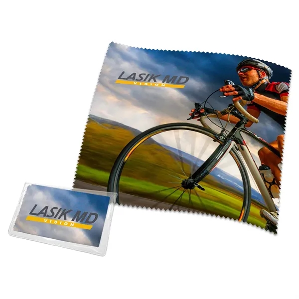Sublimated 7" x 7" microfiber lens cleaning cloth.... from ASI 93987 Martini-Vispak Inc.
