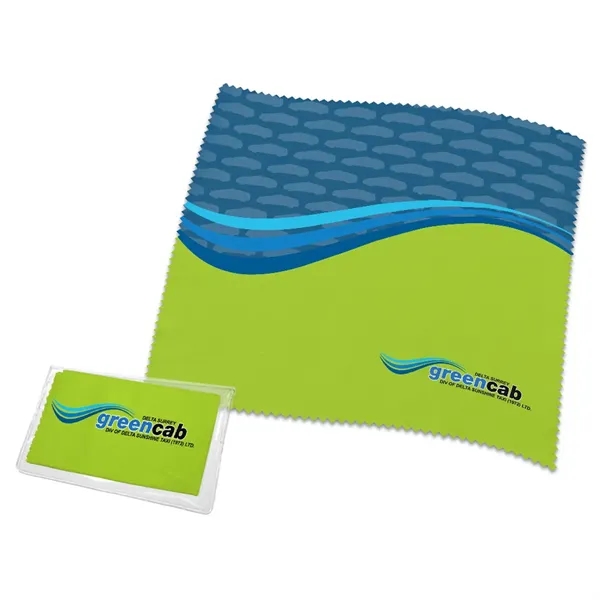Sublimated 7" x 7" microfiber lens cleaning cloth.... from ASI 93987 Martini-Vispak Inc.