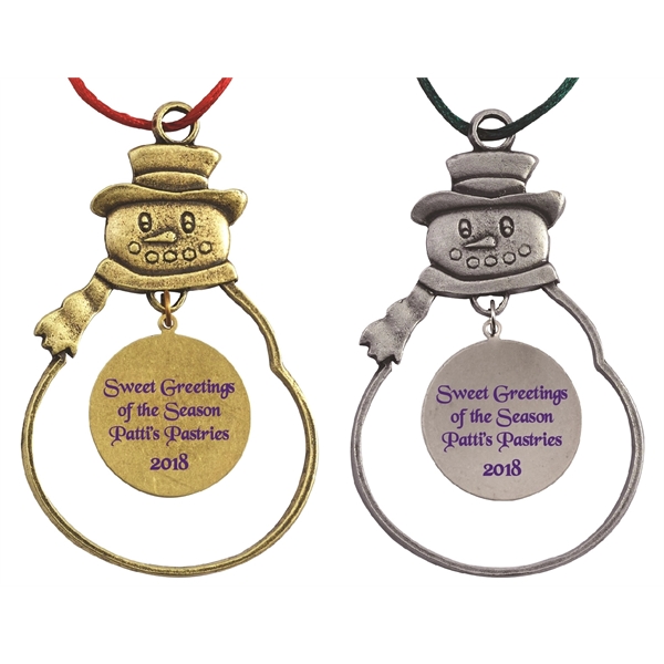 Snowman with Dangle Christmas ornament with cord and antique bronze or... from ASI 68760 Marken Industries / Marken