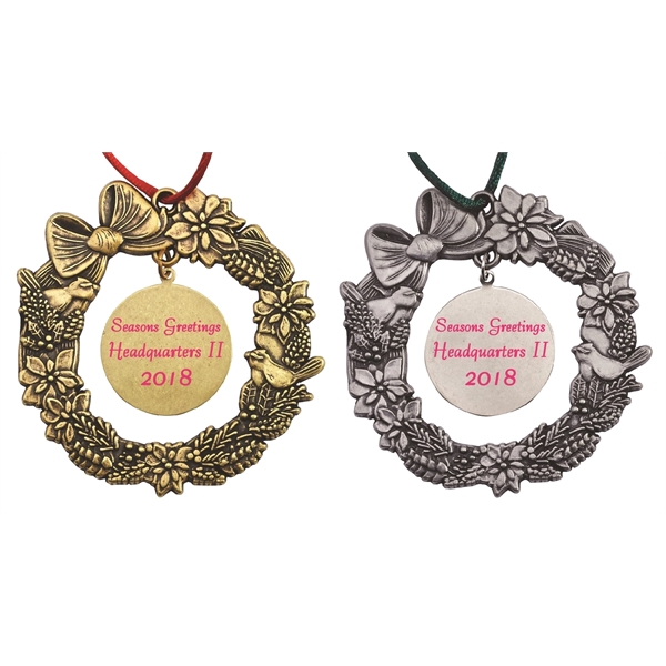 Wreath with Dangle Christmas ornament with cord and antique bronze or... from ASI 68760 Marken Industries / Marken