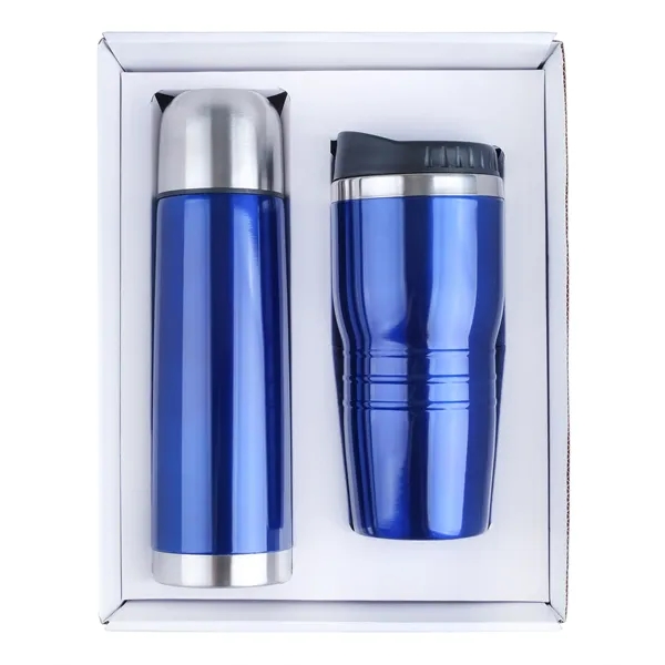 Stainless steel 16 oz. tumbler and double wall 16.5 oz. thermos... from ASI 46755 Cosmo Promos