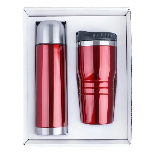 Stainless steel 16 oz. tumbler and double wall 16.5 oz. thermos... from ASI 46755 Cosmo Promos