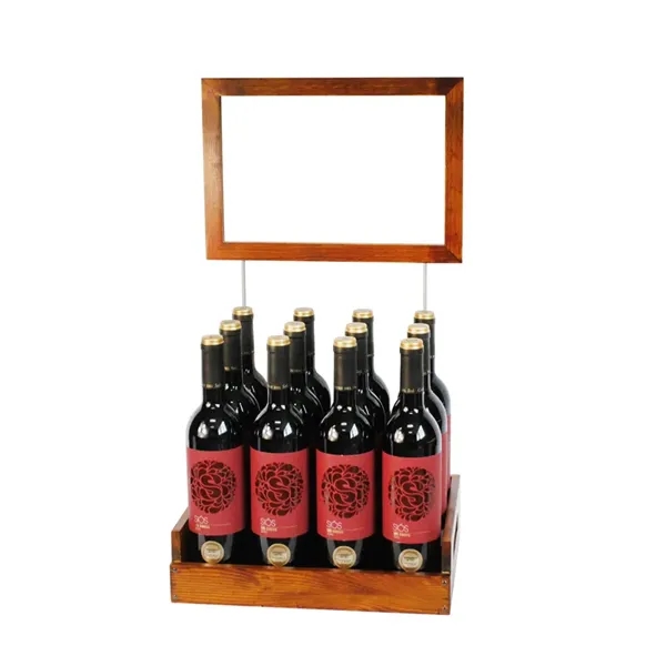 Wine bottle pine wood countertop display with header card frame.... from ASI 68190 Lungsal / Lungsal