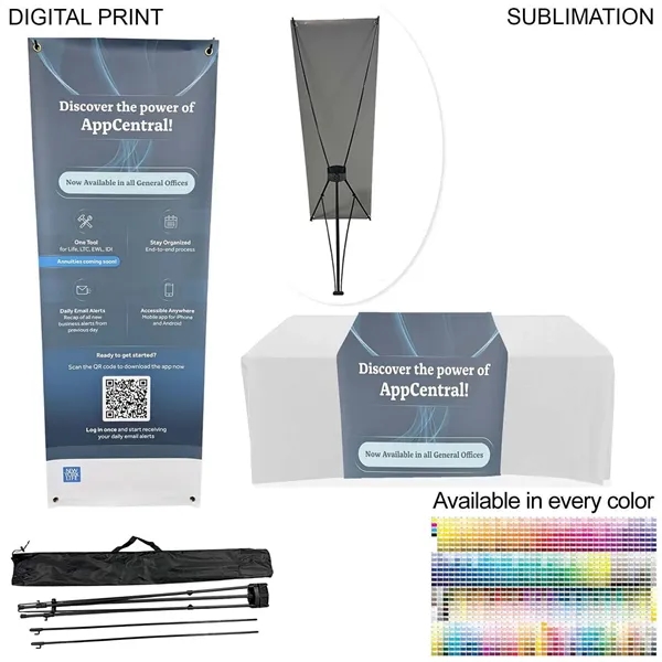 Tradeshow Package, Tripod Banner with Graphics + Sublimated Tablerunner, Easy to... from ASI 53509 FIEL-Fairdeal Import & Export / FIEL