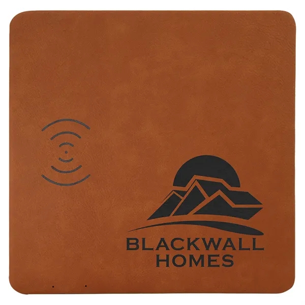 8" x 8" x 3/8" PU leatherette wireless charging mat with... from ASI 74601 Calico