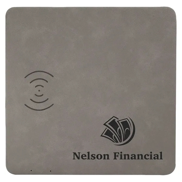 8" x 8" x 3/8" PU leatherette wireless charging mat with... from ASI 74601 Calico