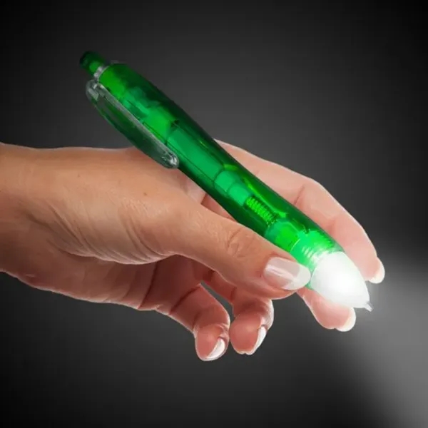 Ballpoint pen with two powerful LED lights, click-action mechanism and black... from ASI 42016 Brighter Promotions Inc