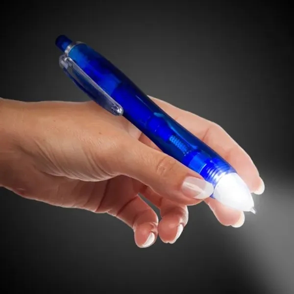 Ballpoint pen with two powerful LED lights, click-action mechanism and black... from ASI 42016 Brighter Promotions Inc