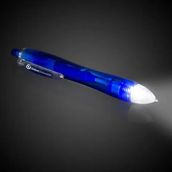Ballpoint pen with two powerful LED lights, click-action mechanism and black... from ASI 42016 Brighter Promotions Inc