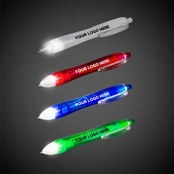 Ballpoint pen with two powerful LED lights, click-action mechanism and black... from ASI 42016 Brighter Promotions Inc