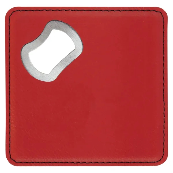 4" square red PU leatherette drink coasters with bottle opener.... from ASI 74601 Calico