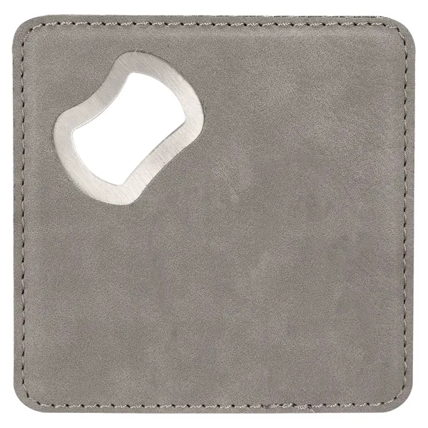 4" square gray PU leatherette coaster with bottle opener.... from ASI 74601 Calico