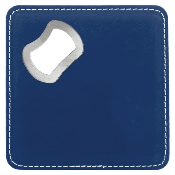 4" square blue and silver beverage coaster and bottle opener.... from ASI 74601 Calico