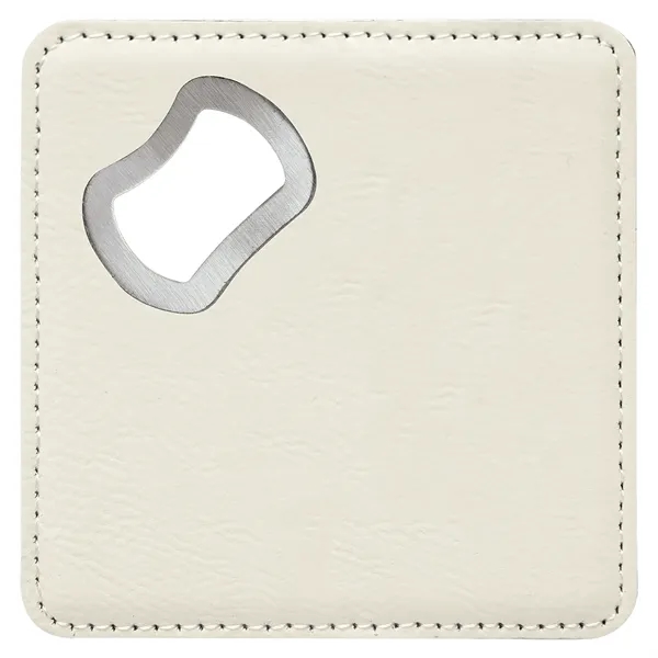 4" square white PU leatherette coaster with bottle opener.... from ASI 74601 Calico