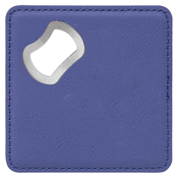 4" square purple PU leatherette coaster with bottle opener.... from ASI 74601 Calico