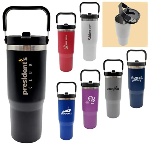 30oz insulated tumbler with a lid and straw... from ASI 37455 Atteff International Inc
