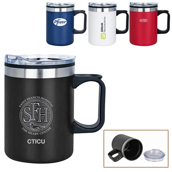 14oz stainless steel mug with a handle and a lid... from ASI 37455 Atteff International Inc