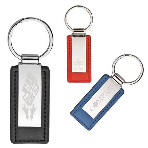 Metal and leatherette key chain... from ASI 37455 Atteff International Inc