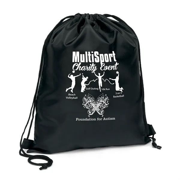 190-T polyester backpack with diamond-weave macrame shoulder straps and cinch-top closure.... from ASI 37940 Bag Makers Inc