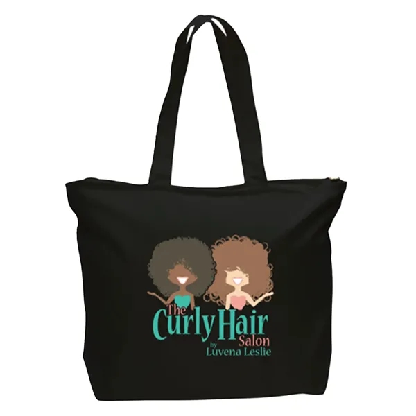 Cotton canvas zippered tote bag plus 1 color silkscreen imprint on... from ASI 37218 Athena Promo (tm)