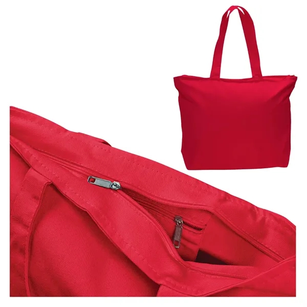Cotton canvas zippered tote bag plus 1 color silkscreen imprint on... from ASI 37218 Athena Promo (tm)