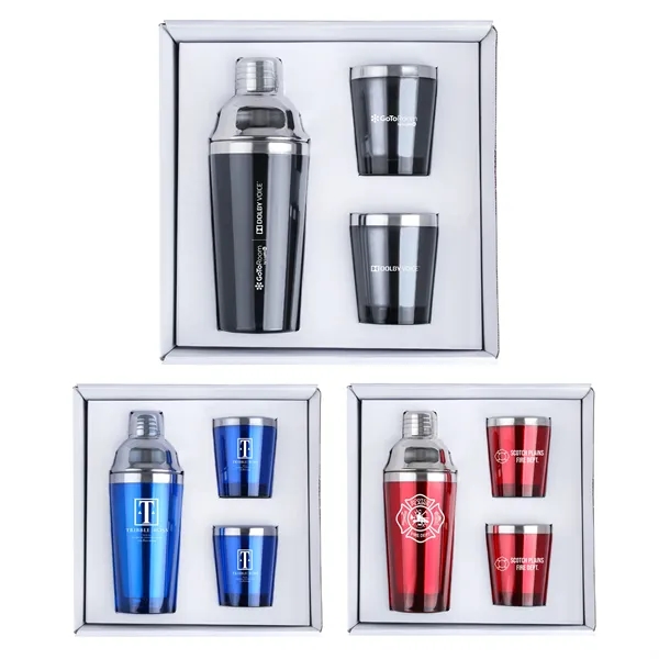 Stainless steel and Acrylic cocktail shaker with matching cocktail tumblers.... from ASI 46755 Cosmo Promos