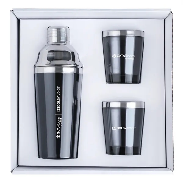 Stainless steel and Acrylic cocktail shaker with matching cocktail tumblers.... from ASI 46755 Cosmo Promos