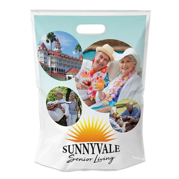 Digital Full-Color Die Cut Handle Plastic Bag with generous imprint area... from ASI 37940 Bag Makers Inc