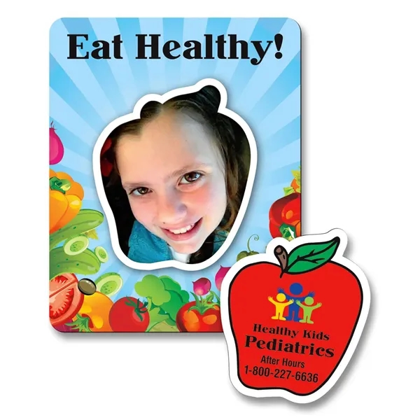 3.3/4" x 3" magnet with apple shaped punch out picture frame;... from ASI 68507 The Magnet Group / Magnet LLC™