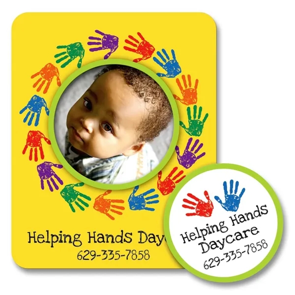 3 3/4" x 3" magnet with circle-shaped, punch-out picture frame and... from ASI 68507 The Magnet Group / Magnet LLC™