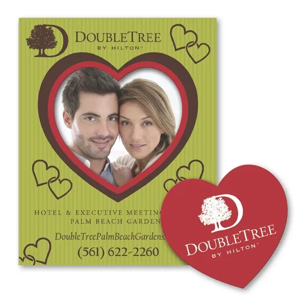3" x 3.75" magnet with heart-shaped, punch-out picture frame and four... from ASI 68507 The Magnet Group / Magnet LLC™