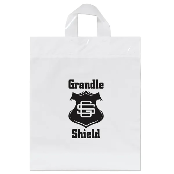 Low-density plastic bag with sturdy, fused soft loop handles.... from ASI 37940 Bag Makers Inc