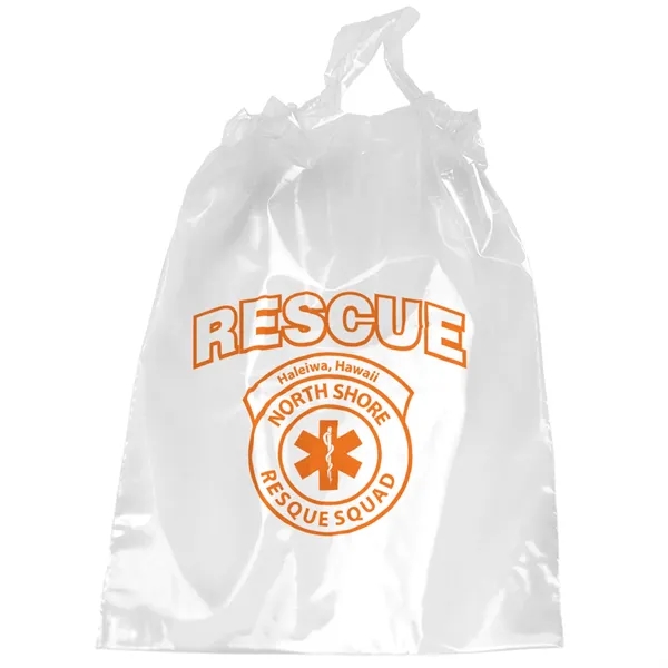 Low-density plastic bag with poly-draw handles.... from ASI 37940 Bag Makers Inc