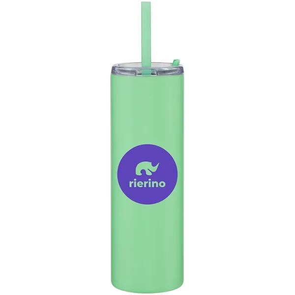 16 oz double wall 18/8 stainless steel tumbler with silicone straw... from ASI 51197 ETS Express, LLC